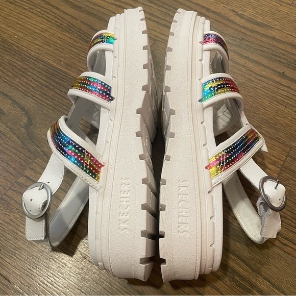 NWT Skechers Jammers Triple Rainbow Sequin Lug Sole Fisherman Chunky Sandals - Picture 6 of 12